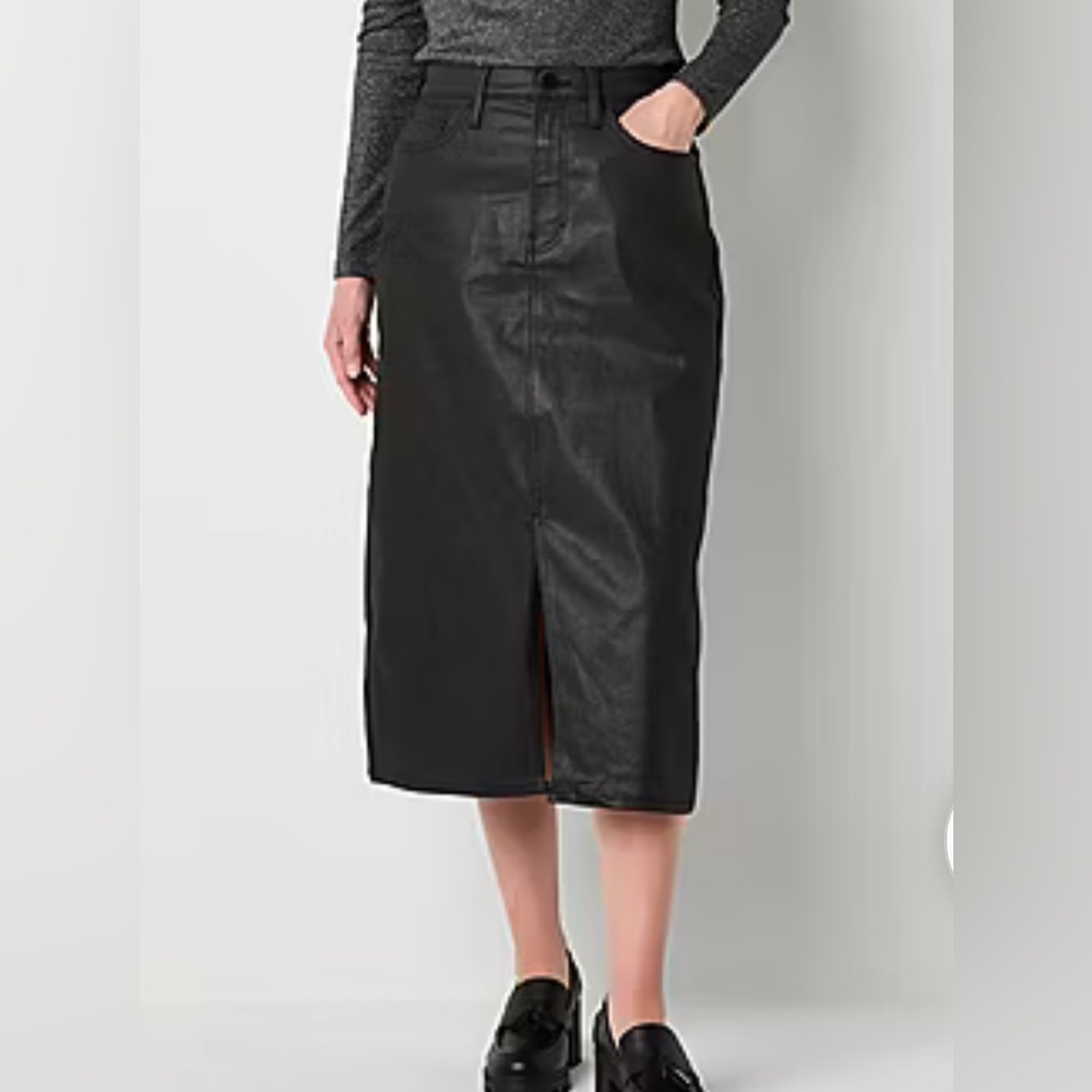 a.n.a Black Midi Pencil Skirt with Slit